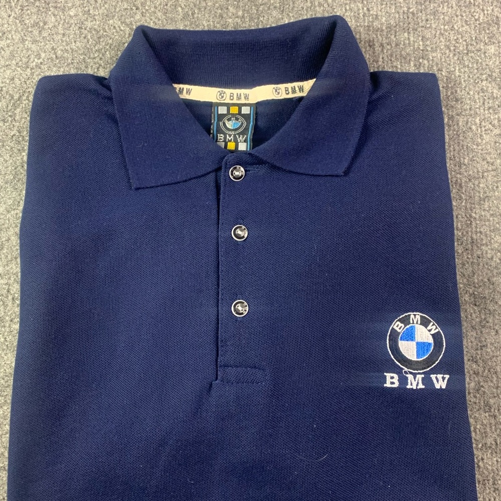 BMW Mens Cotton Short Sleeve Polo Shirt Size L Blue